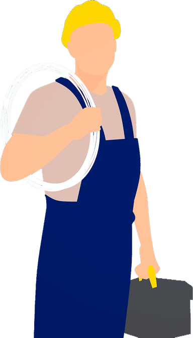 Illustration: Elektriker mit Kabelrolle und Werkzeugkoffer